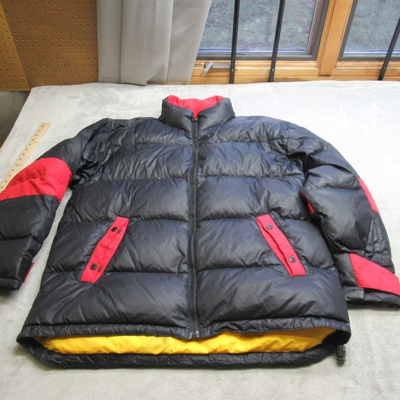 Tommy‎ Jeans Down Jacket Mens XL Black Insulated Puffer Full Zip Pockets VTG